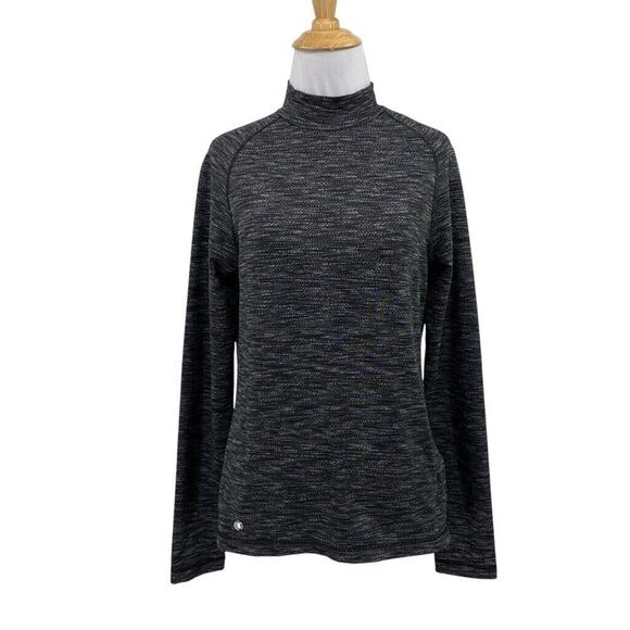 Daily Sports Top Womens S Small Black Gray Mock Neck Space Dye Performance - Picture 1 of 11
